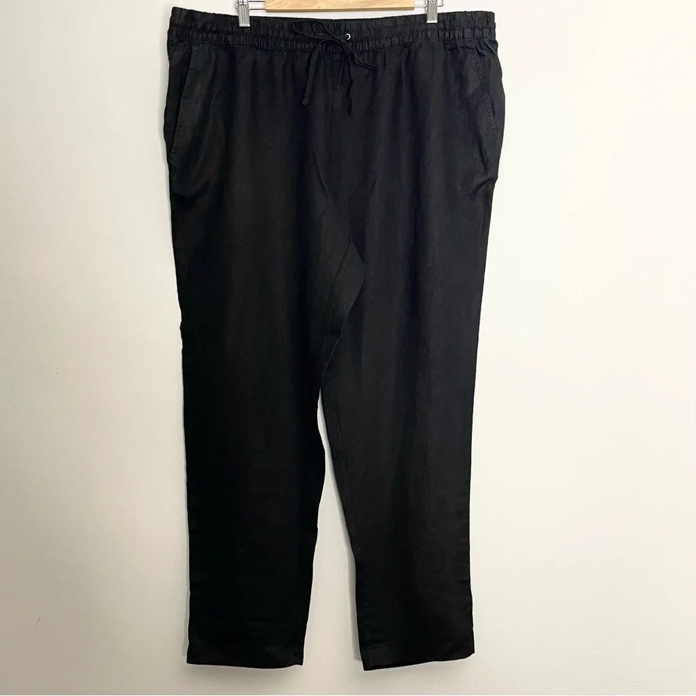 H&M+ Women’s Pull-On Linen Pants Black NWT Size XXL